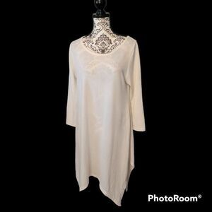 Simply Southern L Off White Lace Inset Asymmetrical Hem Tunic Dress